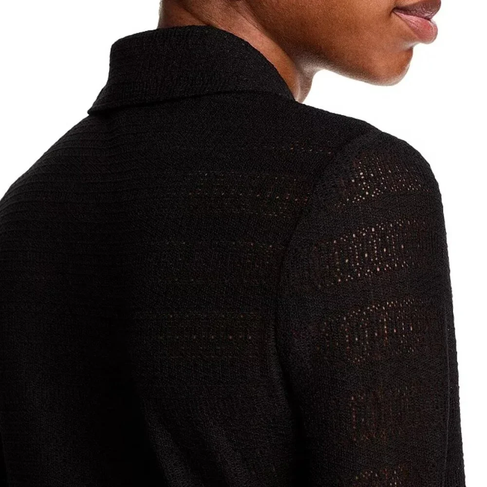 rag & bone Julia Textured Open-Knit Polo Top Black S NWT - Picture 4 of 9